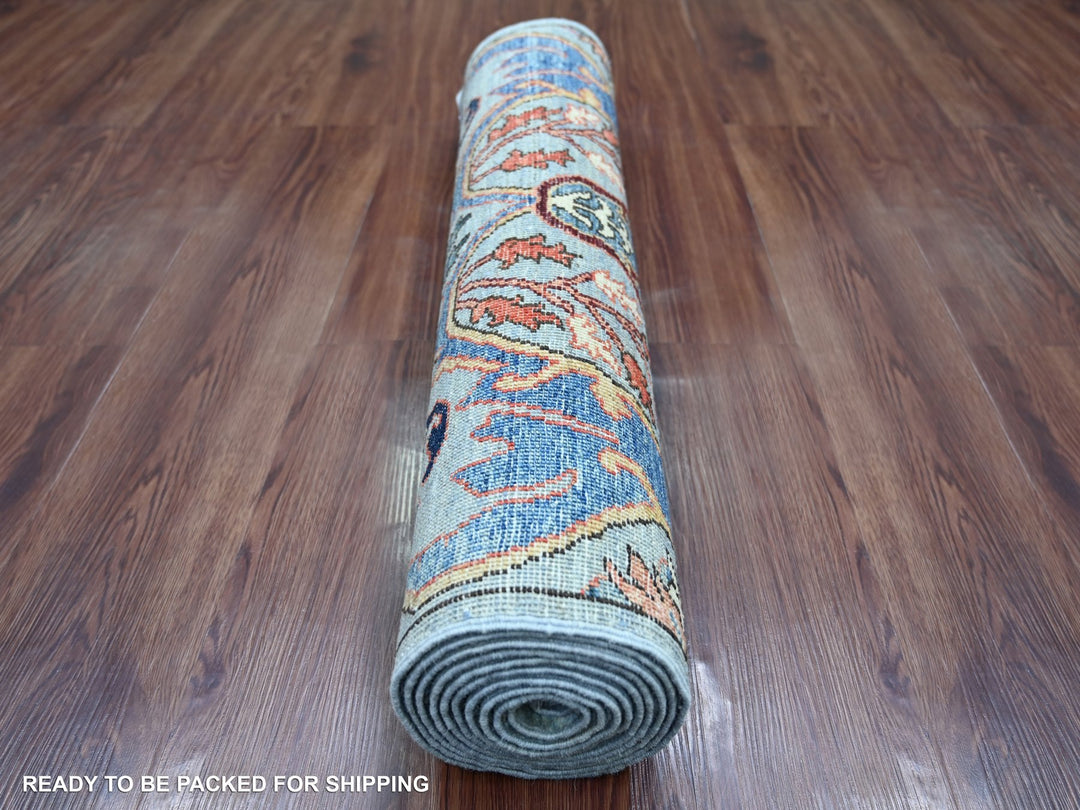 2'8" x 10'0" New Hand Knotted Blue Wool Runner Oriental Rug - MOA10221316