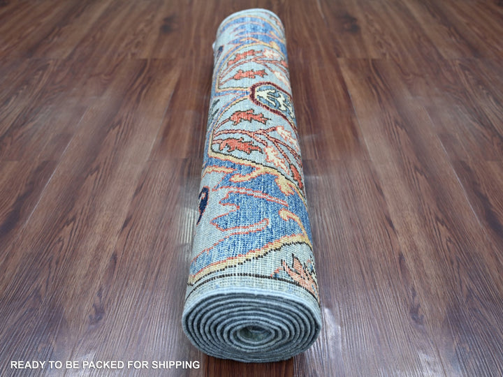 2'8" x 10'0" New Hand Knotted Blue Wool Runner Oriental Rug - MOA10221316
