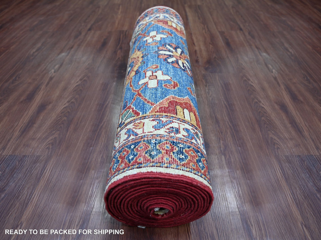 2'10" x 19'3" New Hand Knotted Blue Wool Runner Oriental Rug - MOA10221318