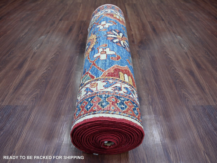 2'10" x 19'3" New Hand Knotted Blue Wool Runner Oriental Rug - MOA10221318