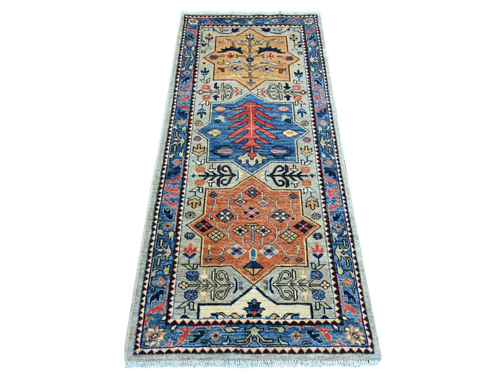 2'8" x 6'1" New Hand Knotted Grey Wool Runner Oriental Rug - MOA10221319