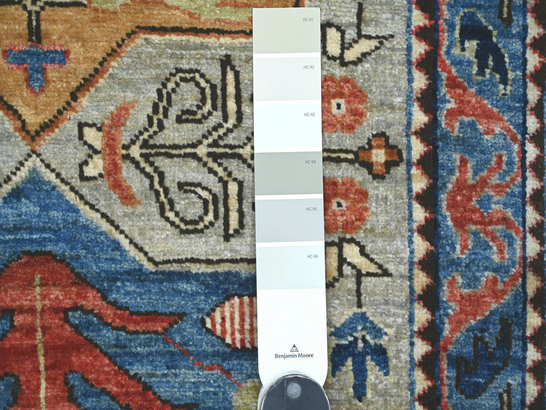 2'8" x 6'1" New Hand Knotted Grey Wool Runner Oriental Rug - MOA10221319