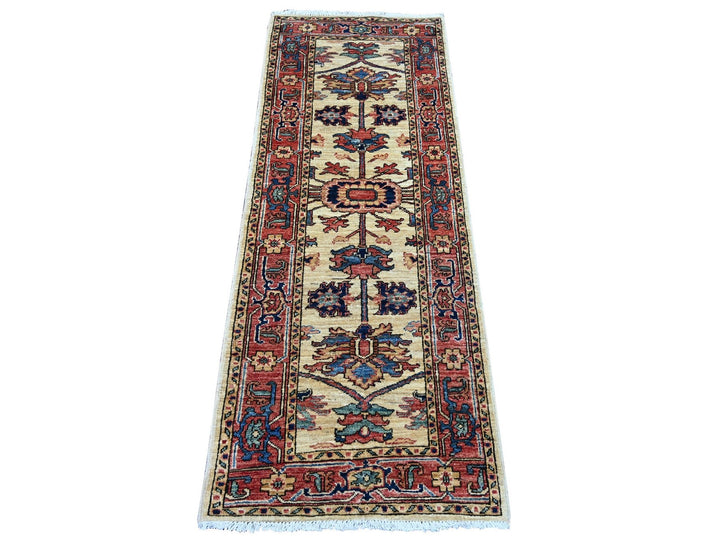 2'2" x 5'10" New Hand Knotted Ivory Wool Runner Oriental Rug - MOA10221321