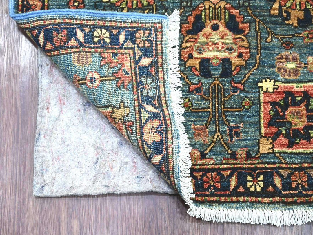 2'9" x 12'10" New Hand Knotted Blue Wool Runner Oriental Rug - MOA10221322
