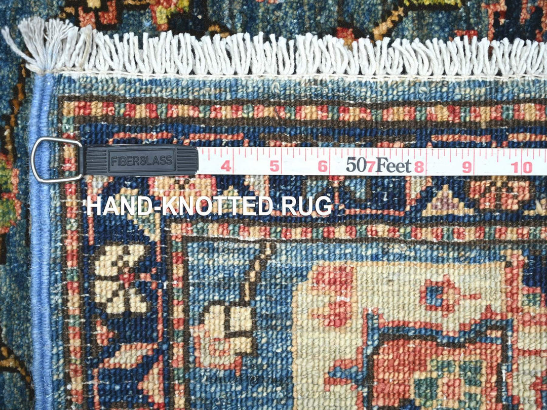 2'9" x 12'10" New Hand Knotted Blue Wool Runner Oriental Rug - MOA10221322
