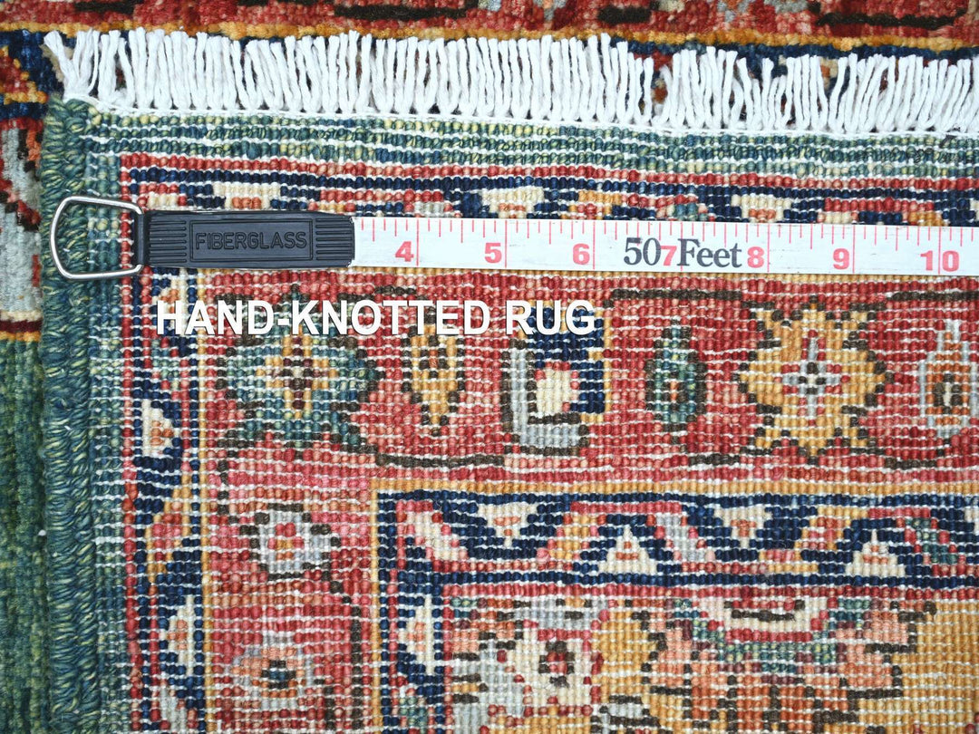 2'5" x 13'9" New Hand Knotted Green Wool Runner Oriental Rug - MOA10221323