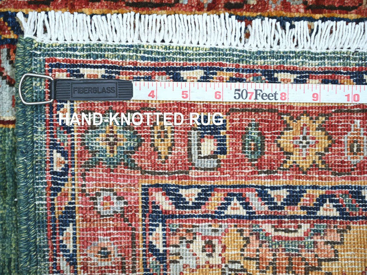 2'5" x 13'9" New Hand Knotted Green Wool Runner Oriental Rug - MOA10221323