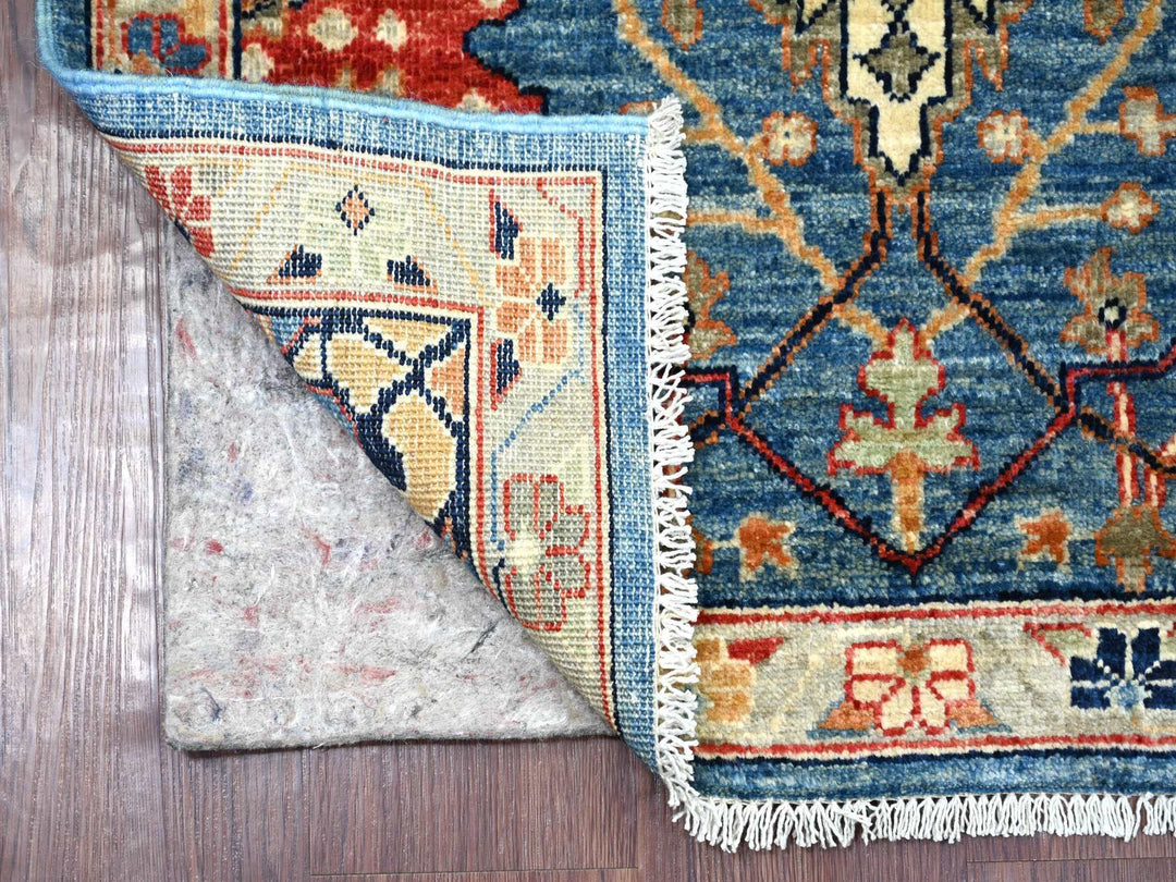 2'8" x 6'0" New Hand Knotted Blue Wool Runner Oriental Rug - MOA10221327