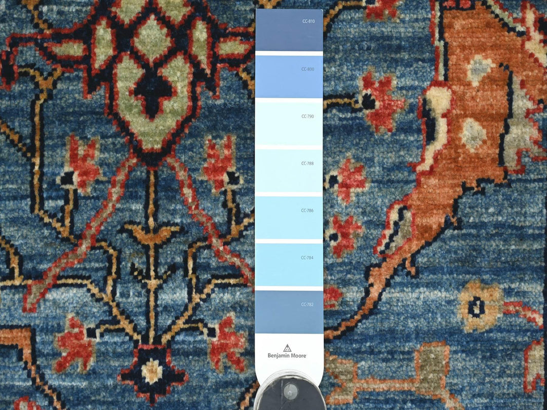 2'8" x 6'0" New Hand Knotted Blue Wool Runner Oriental Rug - MOA10221327
