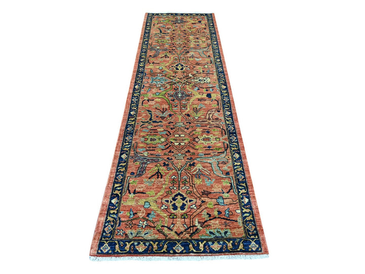 2'10" x 9'5" New Hand Knotted Red Wool Runner Oriental Rug - MOA10221328