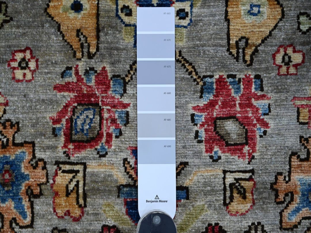 2'11" x 15'9" New Hand Knotted Grey Wool Runner Oriental Rug - MOA10221329