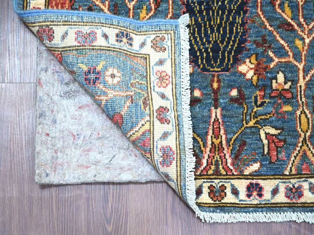 2'7" x 12'11" New Hand Knotted Blue Wool Runner Oriental Rug - MOA10221330