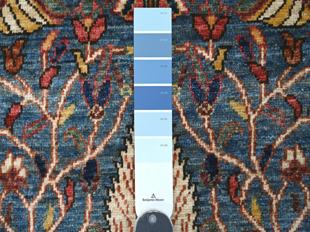 2'7" x 12'11" New Hand Knotted Blue Wool Runner Oriental Rug - MOA10221330
