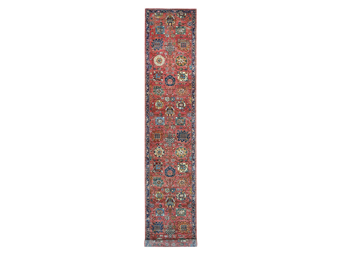2'8" x 16'1" New Hand Knotted Red Wool Runner Oriental Rug - MOA10221331