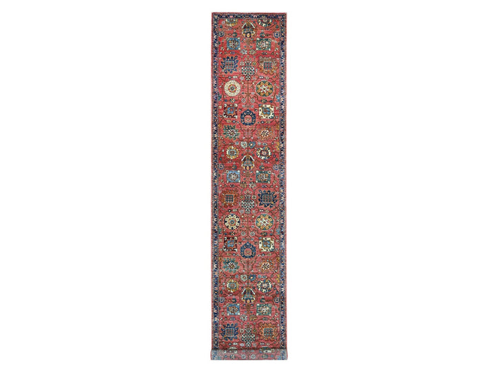2'8" x 16'1" New Hand Knotted Red Wool Runner Oriental Rug - MOA10221331