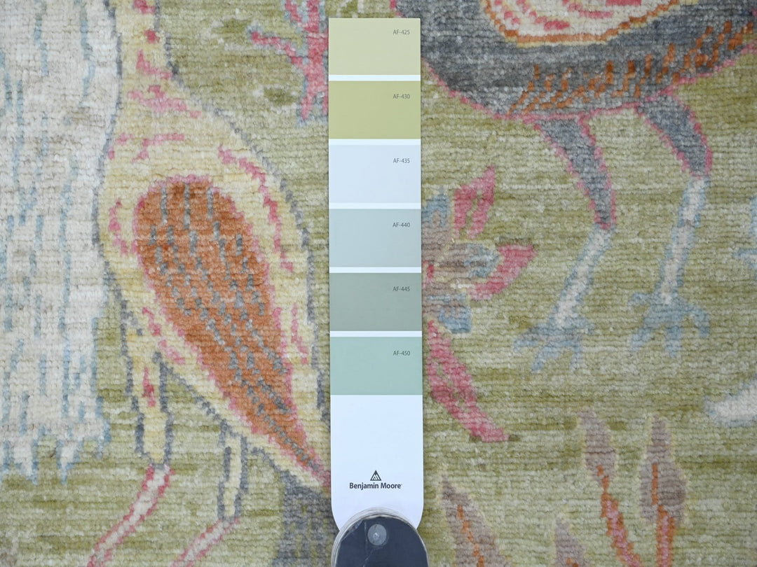 4'0" x 5'10" New Hand Knotted Green Wool Rectangle Oriental Rug - MOA10221335