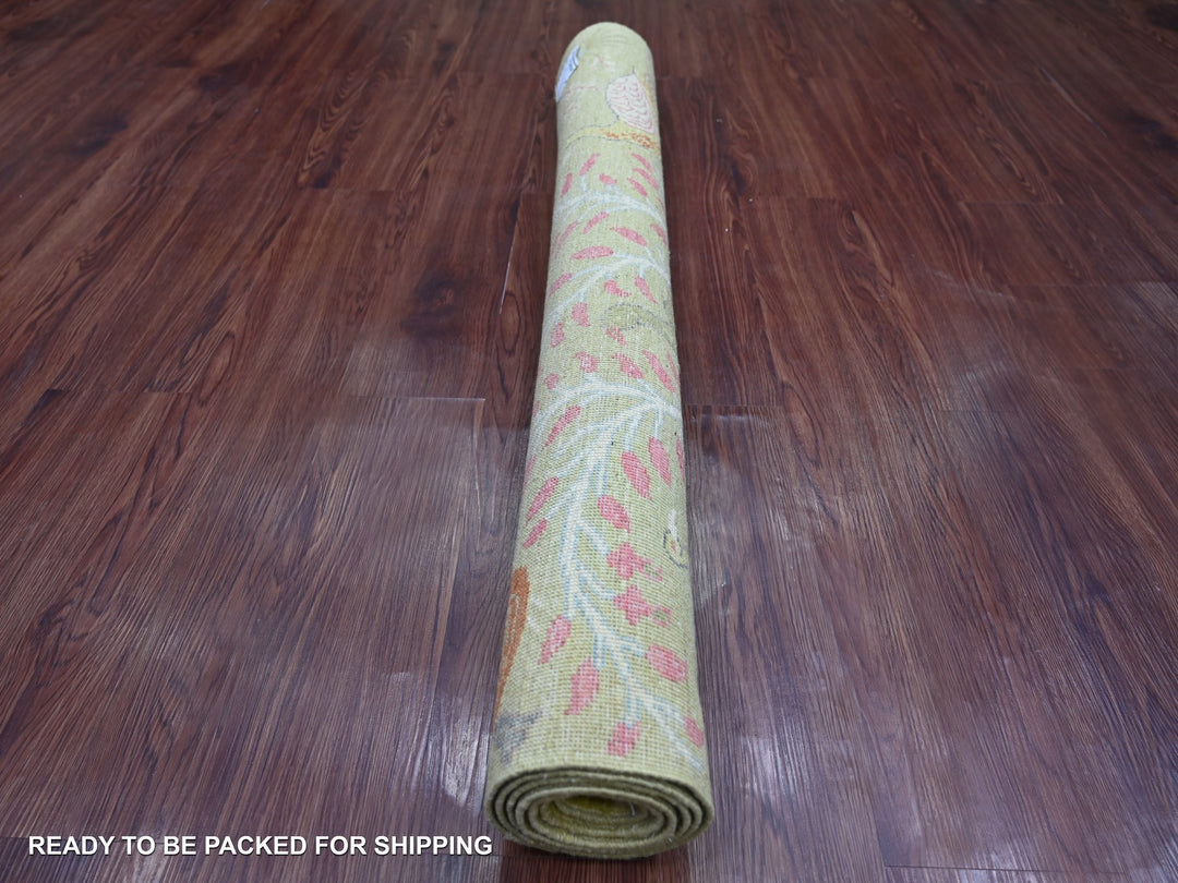 4'0" x 5'10" New Hand Knotted Green Wool Rectangle Oriental Rug - MOA10221335