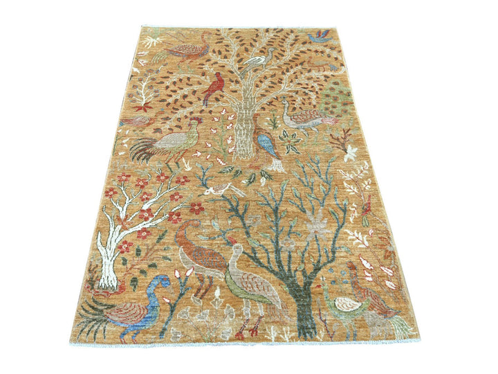 4'0" x 5'10" New Hand Knotted Brown Wool Rectangle Oriental Rug - MOA10221336