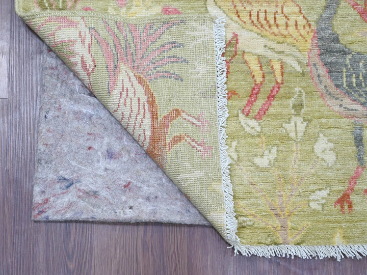 4'0" x 11'9" New Hand Knotted Green Wool Runner Oriental Rug - MOA10221337