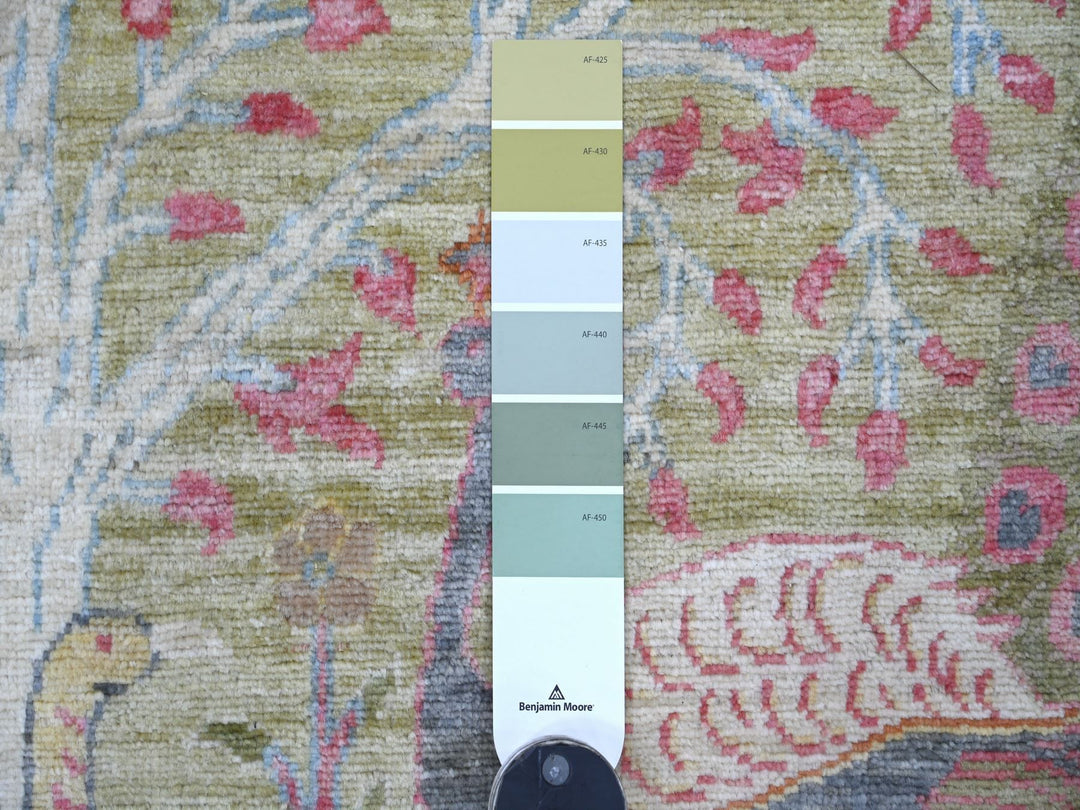 4'0" x 11'9" New Hand Knotted Green Wool Runner Oriental Rug - MOA10221337