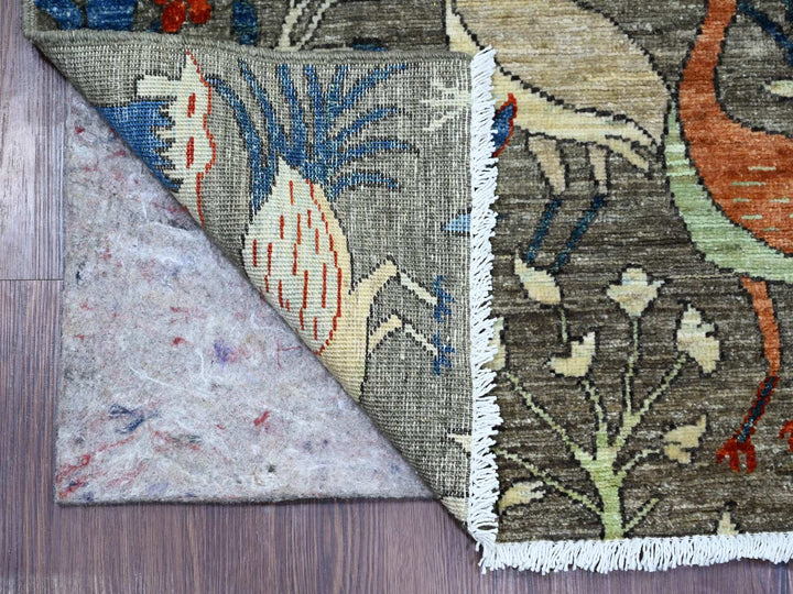 4'1" x 11'11" New Hand Knotted Grey Wool Runner Oriental Rug - MOA10221338