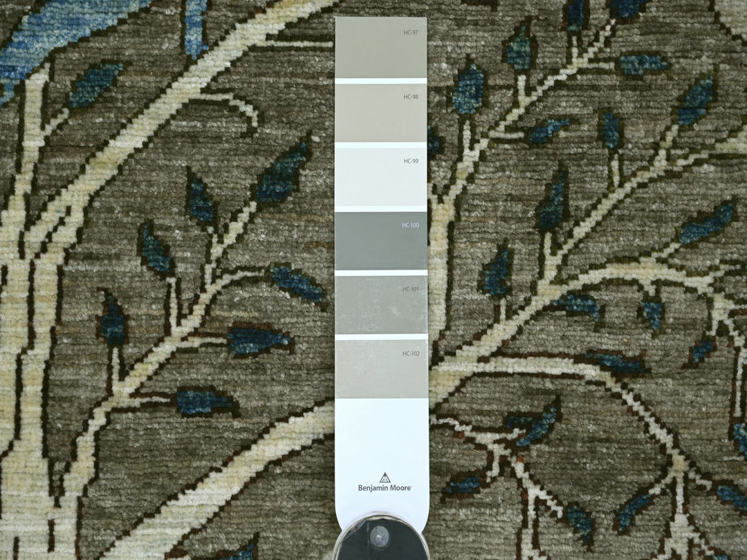 4'1" x 11'11" New Hand Knotted Grey Wool Runner Oriental Rug - MOA10221338