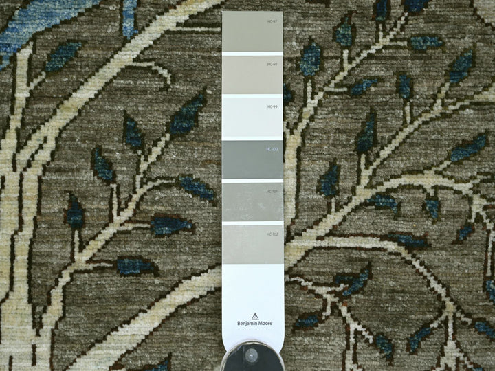 4'1" x 11'11" New Hand Knotted Grey Wool Runner Oriental Rug - MOA10221338