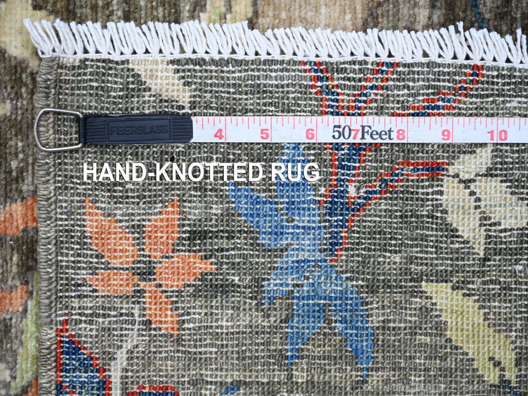 4'1" x 11'11" New Hand Knotted Grey Wool Runner Oriental Rug - MOA10221338