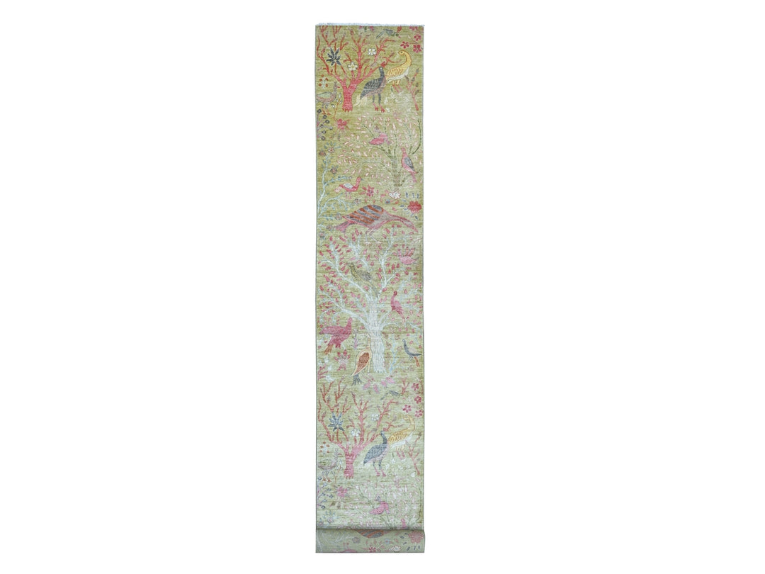 2'6" x 20'0" New Hand Knotted Green Wool Runner Oriental Rug - MOA10221339