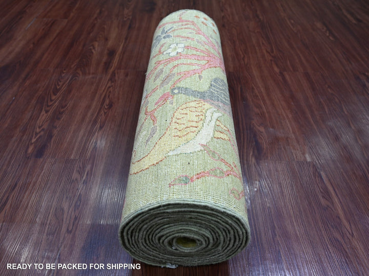 2'6" x 20'0" New Hand Knotted Green Wool Runner Oriental Rug - MOA10221339