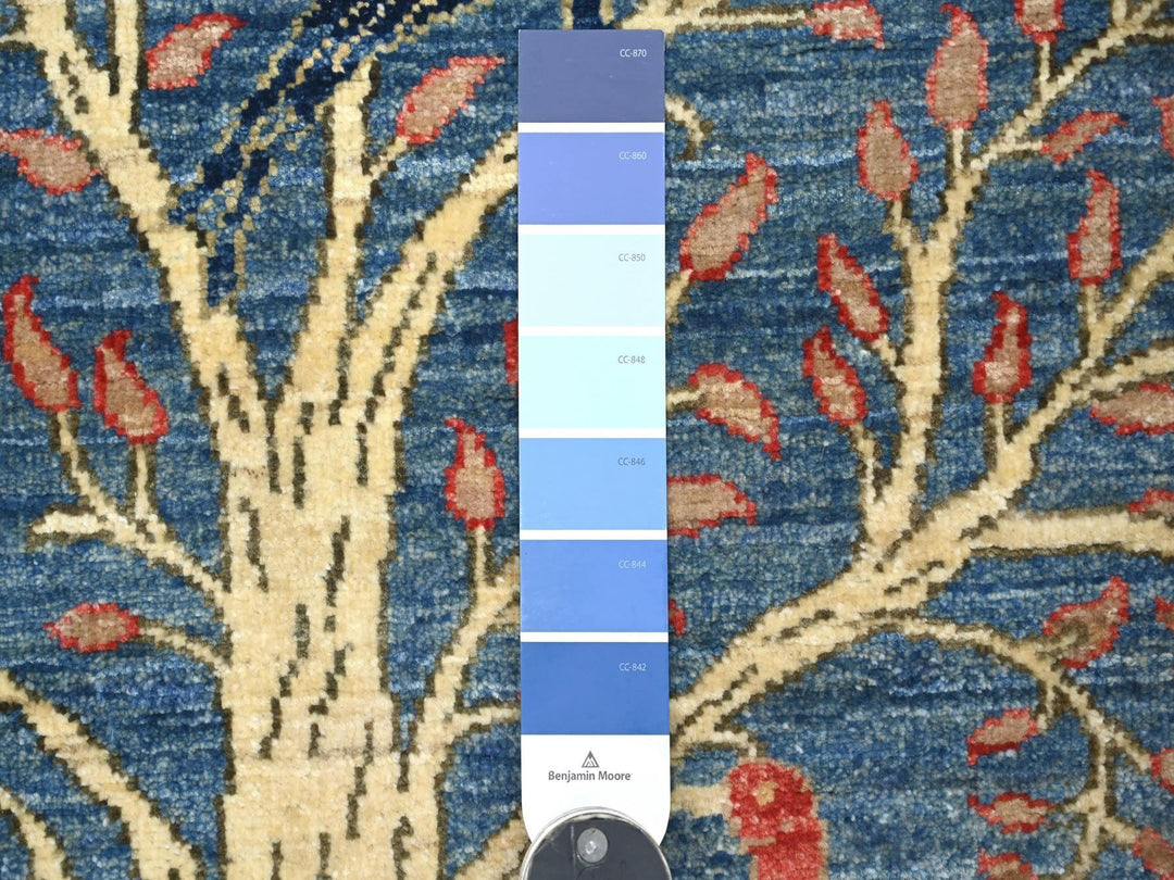 2'6" x 7'7" New Hand Knotted Blue Wool Runner Oriental Rug - MOA10221340