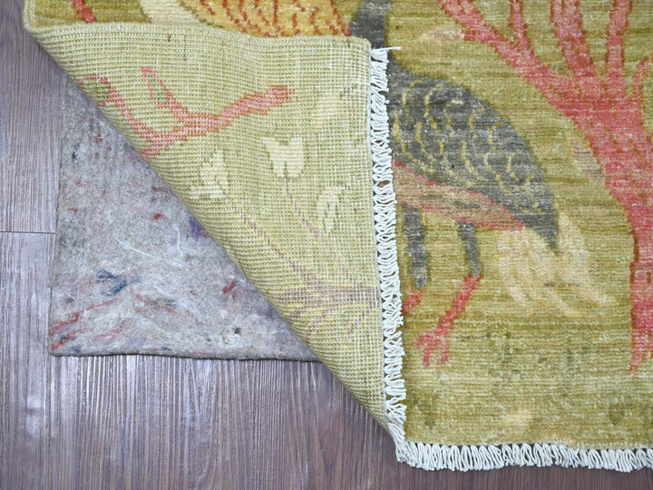 2'8" x 8'3" New Hand Knotted Green Wool Runner Oriental Rug - MOA10221344