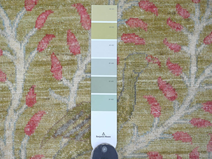 2'8" x 8'3" New Hand Knotted Green Wool Runner Oriental Rug - MOA10221344