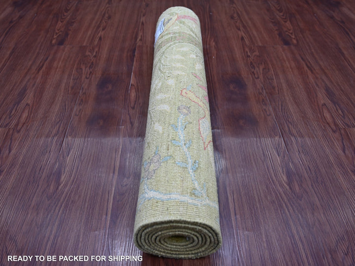 2'8" x 8'3" New Hand Knotted Green Wool Runner Oriental Rug - MOA10221344