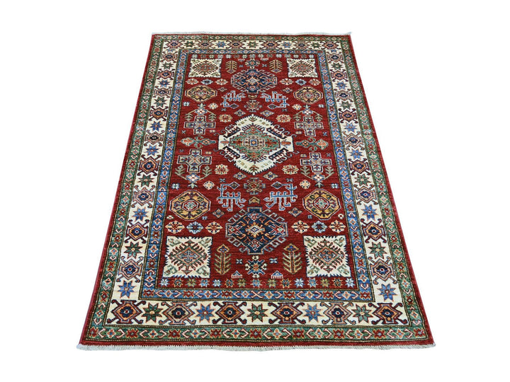 4'0" x 5'8" New Hand Knotted Red Wool Rectangle Oriental Rug - MOA10221345