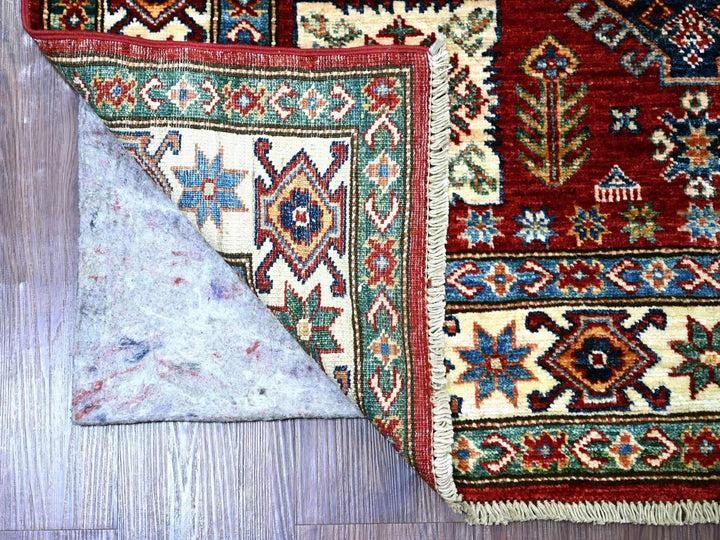 4'0" x 5'8" New Hand Knotted Red Wool Rectangle Oriental Rug - MOA10221345