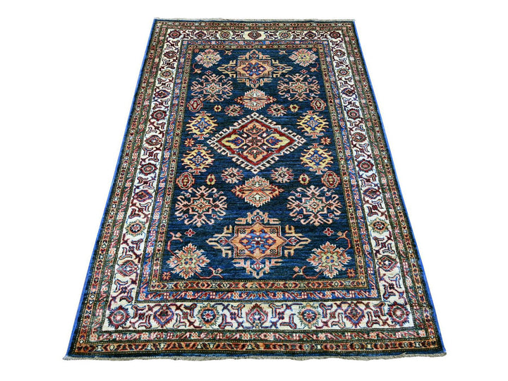 4'0" x 6'0" New Hand Knotted Blue Wool Rectangle Oriental Rug - MOA10221346