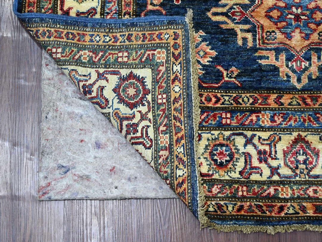 4'0" x 6'0" New Hand Knotted Blue Wool Rectangle Oriental Rug - MOA10221346