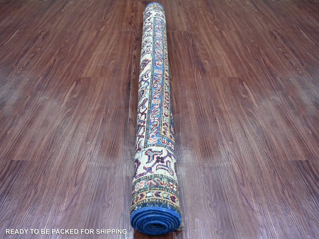 4'0" x 6'0" New Hand Knotted Blue Wool Rectangle Oriental Rug - MOA10221346