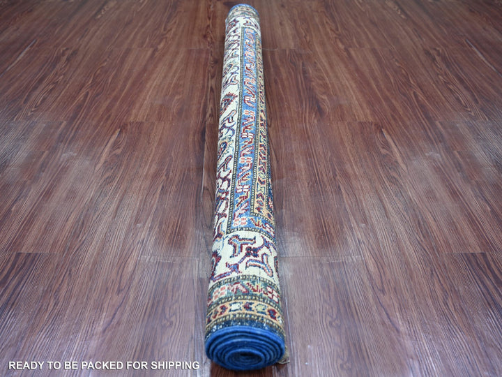 4'0" x 6'0" New Hand Knotted Blue Wool Rectangle Oriental Rug - MOA10221346