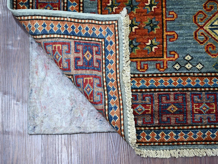4'2" x 6'2" New Hand Knotted Blue Wool Rectangle Oriental Rug - MOA10221347