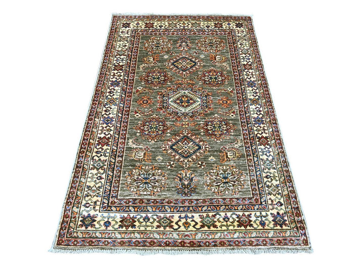 3'11" x 5'11" New Hand Knotted Grey Wool Rectangle Oriental Rug - MOA10221348