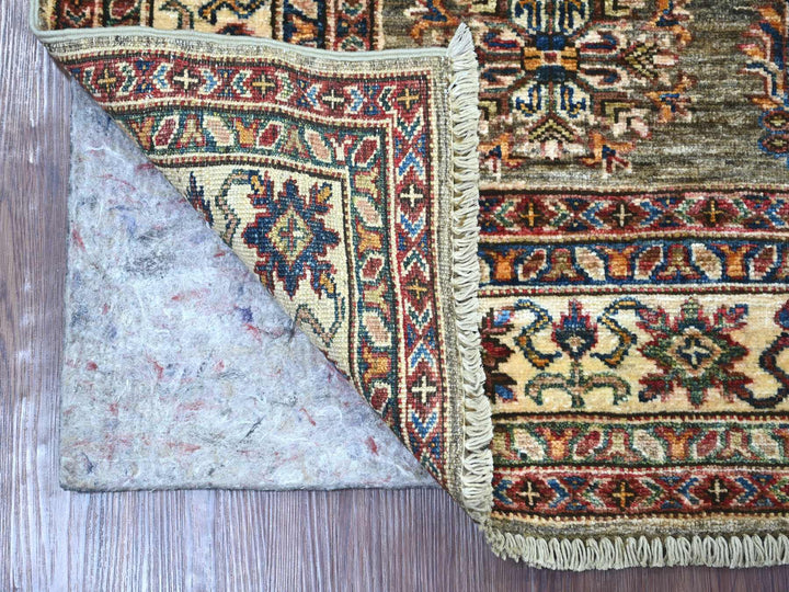3'11" x 5'11" New Hand Knotted Grey Wool Rectangle Oriental Rug - MOA10221348