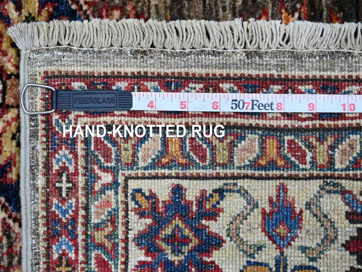 3'11" x 5'11" New Hand Knotted Grey Wool Rectangle Oriental Rug - MOA10221348