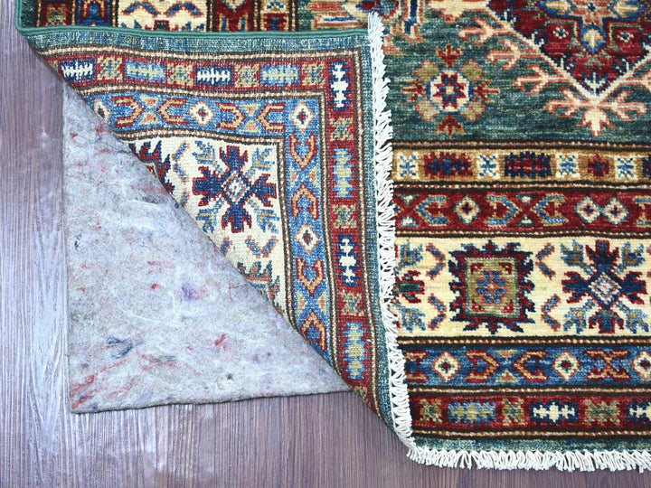 4'0" x 6'7" New Hand Knotted Green Wool Rectangle Oriental Rug - MOA10221350