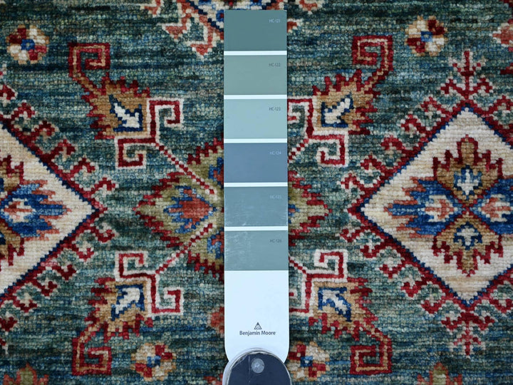 4'0" x 6'7" New Hand Knotted Green Wool Rectangle Oriental Rug - MOA10221350