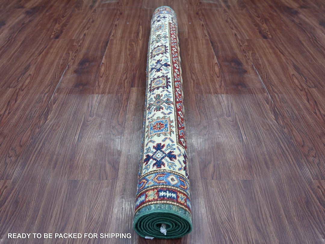 4'0" x 6'7" New Hand Knotted Green Wool Rectangle Oriental Rug - MOA10221350