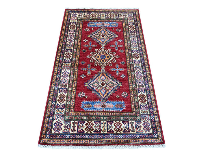 3'4" x 5'7" New Hand Knotted Red Wool Rectangle Oriental Rug - MOA10221351