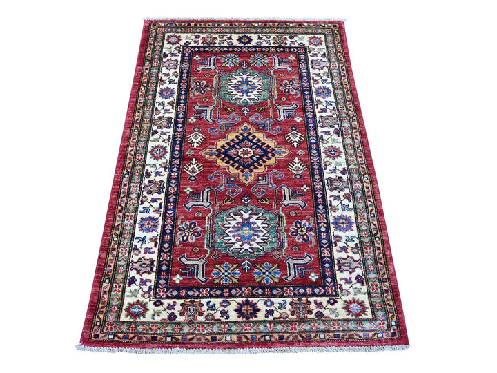 3'3" x 4'11" New Hand Knotted Red Wool Rectangle Oriental Rug - MOA10221352