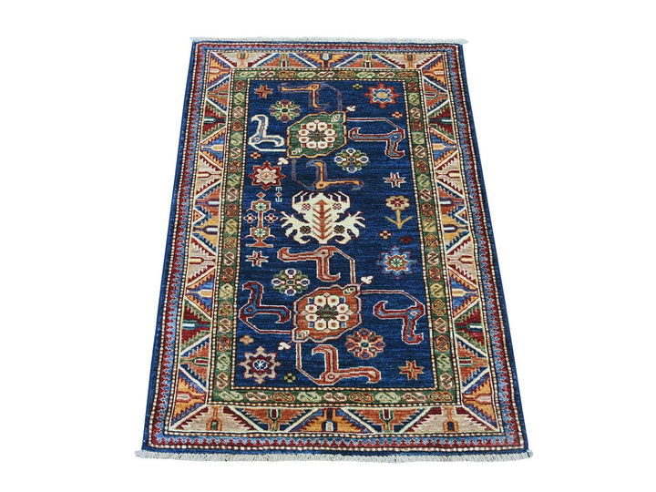 2'10" x 4'1" New Hand Knotted Blue Wool Rectangle Oriental Rug - MOA10221354
